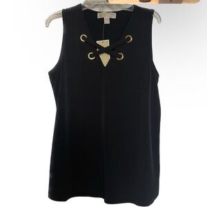 Michael Kors Black Tank Top with Gold Eyelets QR350CG03G (sz S) NWT